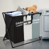 Segmented Foldable Laundry Hamper with Oxford Fabric Bags and Handles - Large Rectangular Laundry Sorter Basket for Home, Dorm, Bathroom