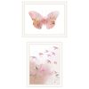 Trendy Decor 4U 2- Piece Vignette Meadow Flora Birds and Butterflies Framed Wall Art for Living Room, Abstract Wall Art Print for Home Decor