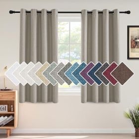 Linen Blackout Curtain 54 Inches Long for Bedroom/Living Room Thermal Insulated Grommet Linen Look Curtain Drapes Primitive Textured Burlap Effect Win