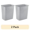 (2 pack) 3.4 Gallon Weave Wastebasket, DÃ©cor Trash Can and Space Efficient Shape, Light Gray