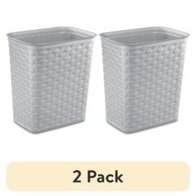 (2 pack) 3.4 Gallon Weave Wastebasket, DÃ©cor Trash Can and Space Efficient Shape, Light Gray