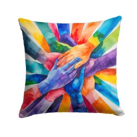 Together, Stronger Pride Throw Pillow Machine Washable, Indoor Outdoor Decorative Pillow for Couch, Bed or Patio, 18Hx18W