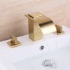 Milly Waterfall Double Handle Widespread Sink Faucet Solid Brass for Bathroom