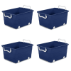 4 Pack Kids Rolling Toy Storage Bin with Handles, Blue