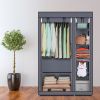 67" Portable Clothes Closet Wardrobe with Non-woven Fabric and Hanging Rod Quick and Easy to Assemble Gray