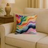 Progress Pride Waves of Unity Throw Pillow Machine Washable, Indoor Outdoor Decorative Pillow for Couch, Bed or Patio, 18Hx18W