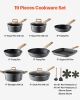 19 Piece Pots and Pans Set Granite Nonstick Kitchen Cookware Induction Black