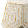 18x18x21" Hexagonal Capes Capiz Stool, Cream/Yellow