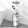 Toilet Paper Holder Stand, Black toilet Paper Holder Stand Stainless Steel Rustproof Tissue Roll Holder Floor Stand Storage for Bathroom