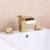 Milly Waterfall Double Handle Widespread Sink Faucet Solid Brass for Bathroom