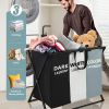 Segmented Foldable Laundry Hamper with Oxford Fabric Bags and Handles - Large Rectangular Laundry Sorter Basket for Home, Dorm, Bathroom