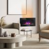 HOMCOM 28.5" 1450W Electric Wall-Mounted Fireplace with Flame Effect, 7 Color Background Light, Black