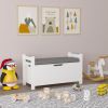 Kids Toy Box Chest, White Toy Box for Boys Girls, Large Storage Cabinet with Cushion Seat Bench/Flip-Top Lid/Safety Hinge
