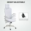 Office Chair, Mesh Computer Desk Chair with Adjustable Headrest, 4D Lumbar Support, Flip-up Arm, White