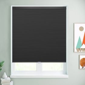 WELLSOURCE Cordless Cellular Shades without Drilling Honeycomb Blinds Blackout for Windows Bed Room, Office Easy to Install Custom Size (Color: Black, size: Contact us)