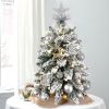 22in Mini Christmas Tree with Light Artificial Small Tabletop Woodland Christmas Decoration with Flocked Snow;  Exquisite Decor & Xmas Ornaments for T