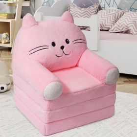 Children's single sofa chair, plush toddler armchair, washable set, cute animal-shaped seat, suitable for any room, reading room, living room (Color: Pink2)