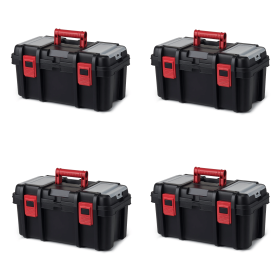16-inch Toolbox, Plastic Tool and Hardware Storage, Black (Color: 4 Pack)