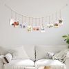 Home Decoration Photo Display Belt, Wooden Bead Chain, Photo Storage Hemp Rope String Beads Clip